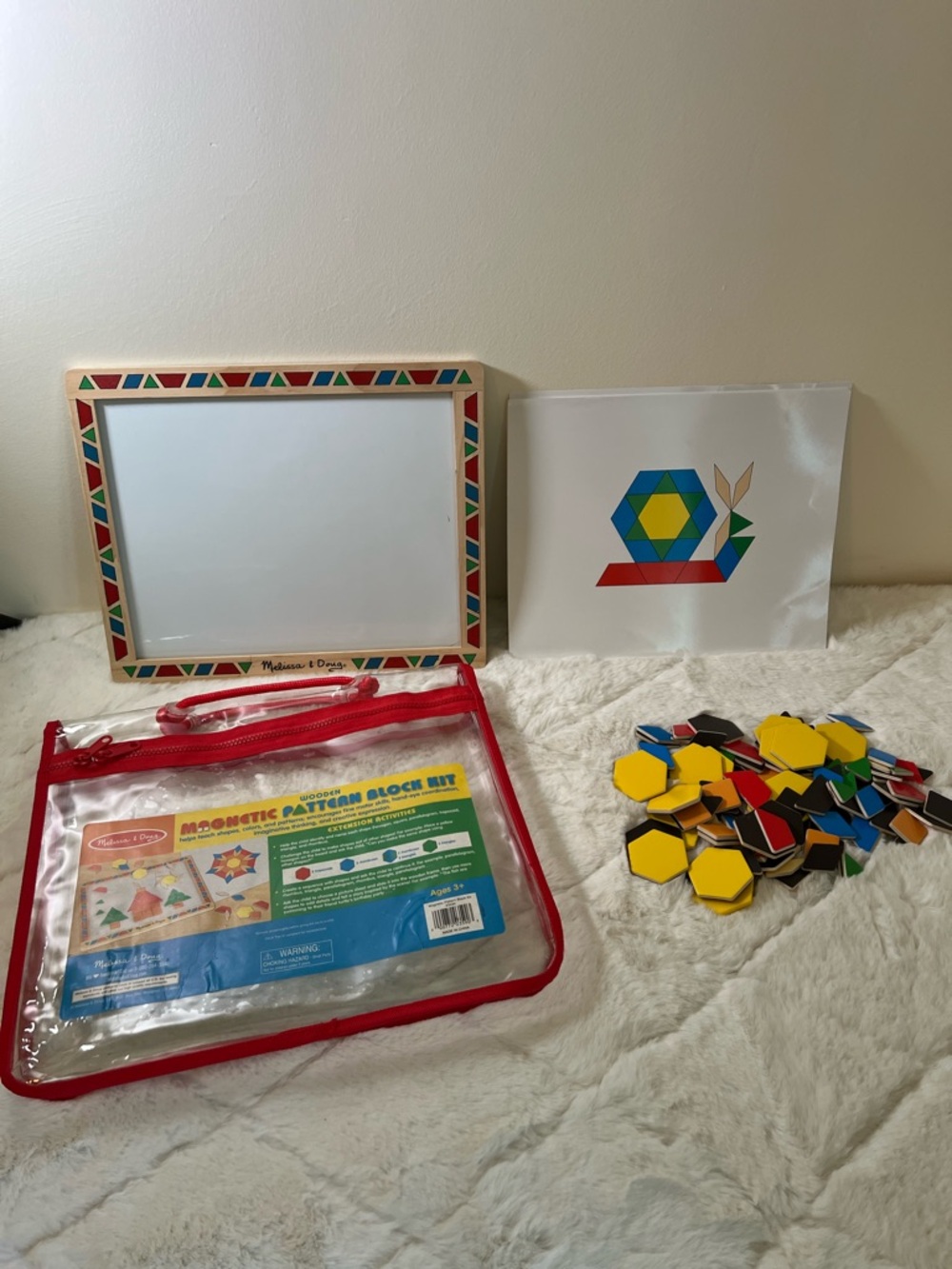 Melissa & Doug Magnetic Pattern Block Set Wooden Board Kids Toy